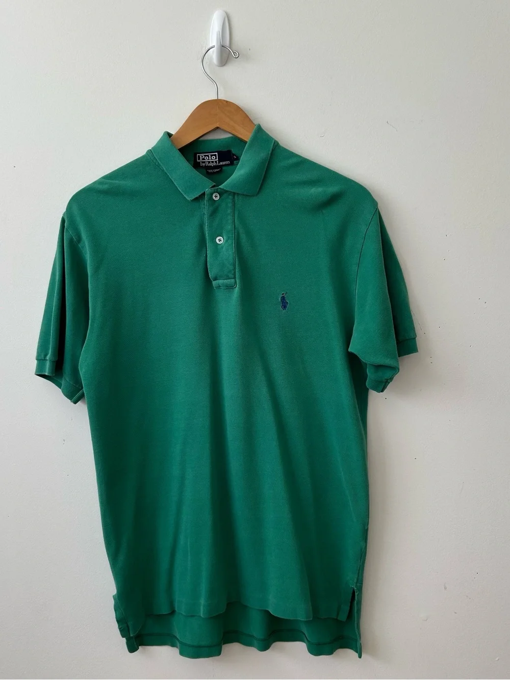 Polo Ralph Lauren Shirt Mens Size Small Green Cotton Hi Low Hem Short Sleeve